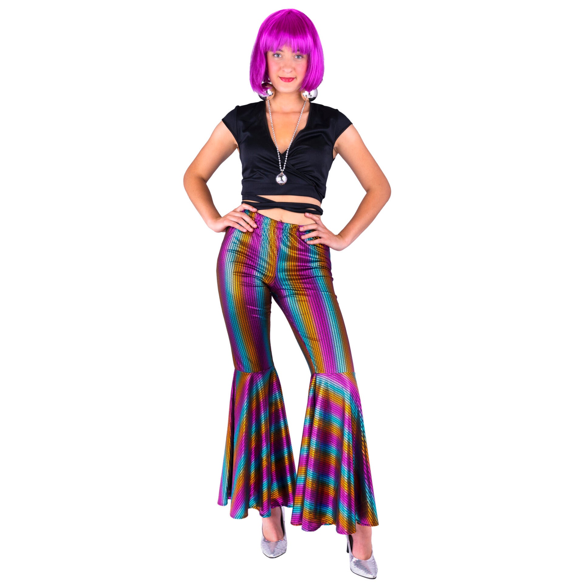 Dames Disco, Glitter & Fout: Disco Broek Pailletten Rainbow
