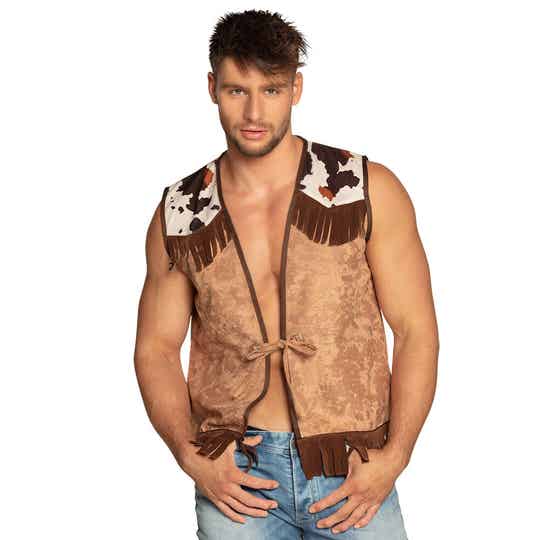 Heren Western: Vest Camel