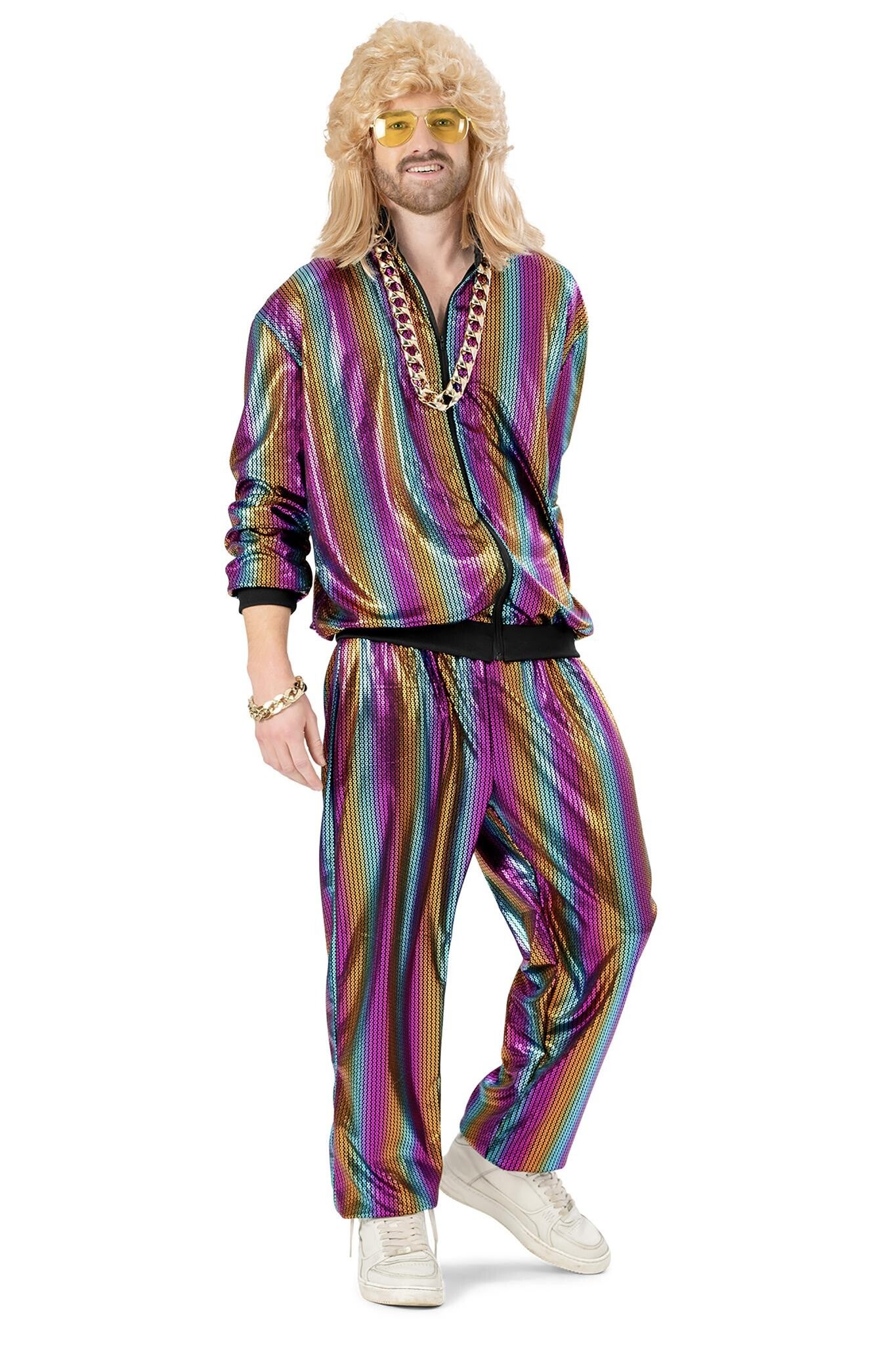 Heren Disco, Glitter & Fout: Trainingspak Regenboog Jogging Randy