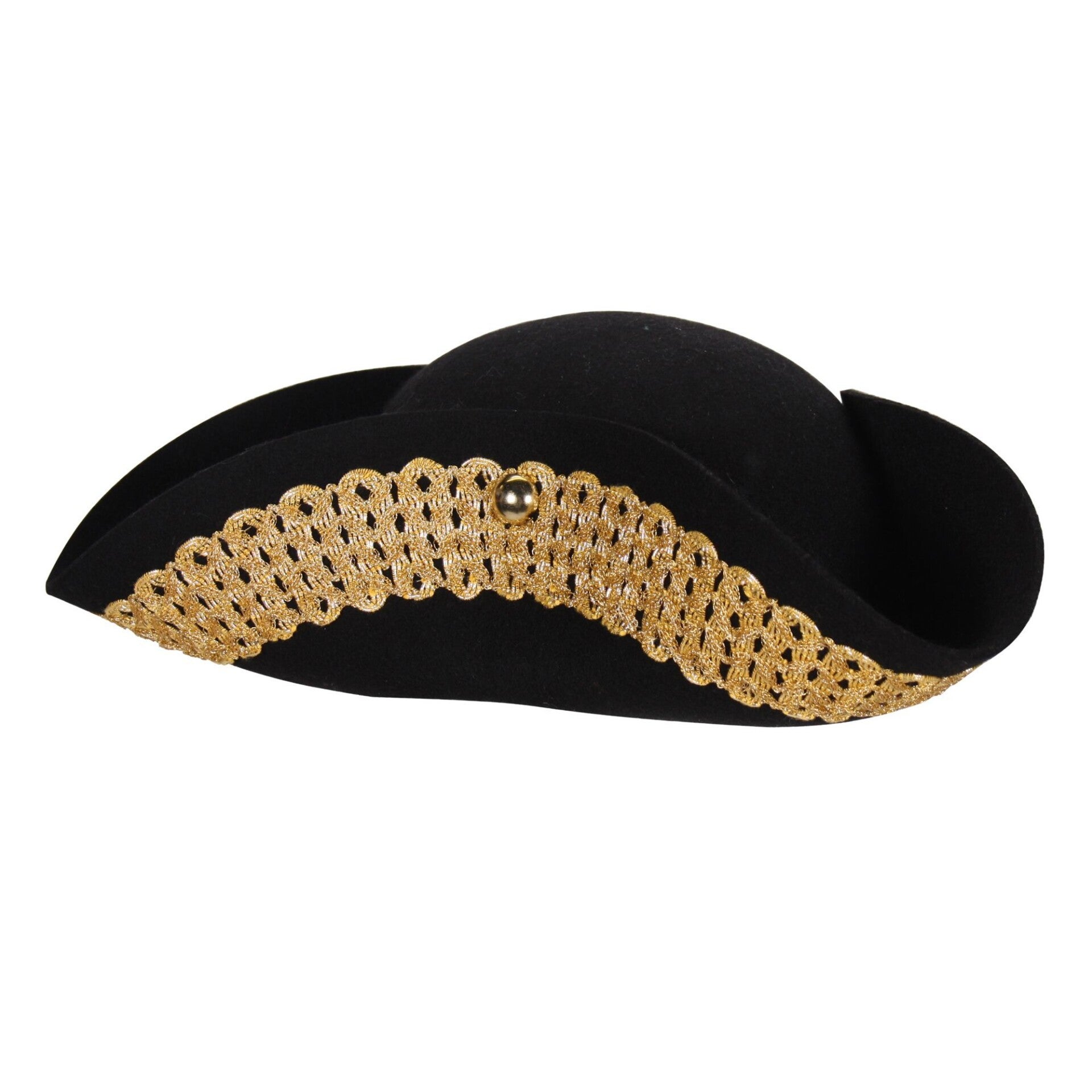 Hoeden: Piraat Zwart-Goud Brede Galon Deluxe