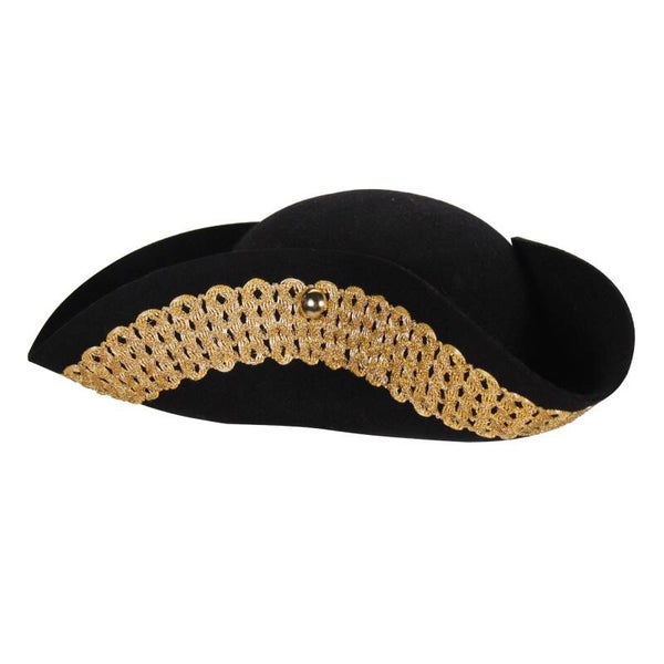 Hoeden: Piraat Zwart-Goud Brede Galon Deluxe