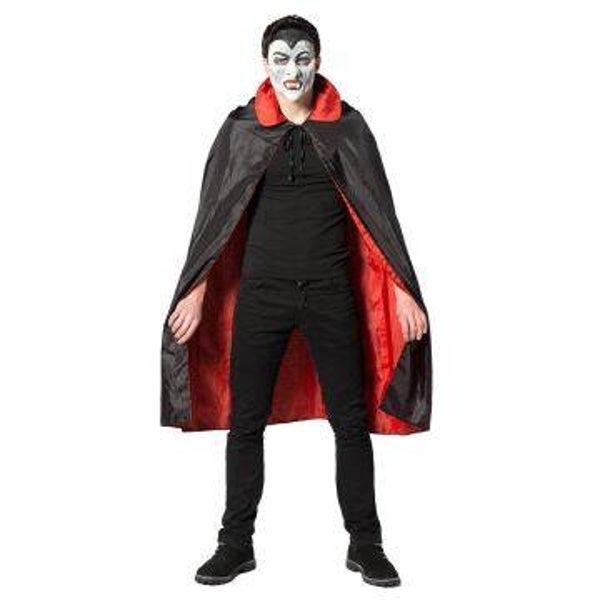 Halloween: Dracula Cape Zwart-Zwart/Zwart-Rood