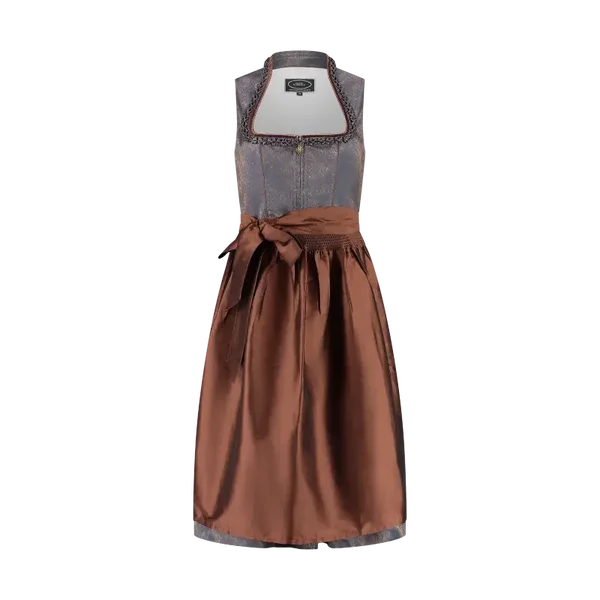 Dames Tiroler: Dirndl, 2-delig, jacquard, blauw/koper, 70 cm
