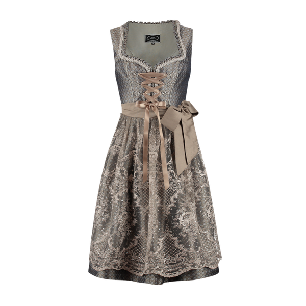 Dames Tiroler: Dirndl 2-teilig, Jaquard, taupe Blumen