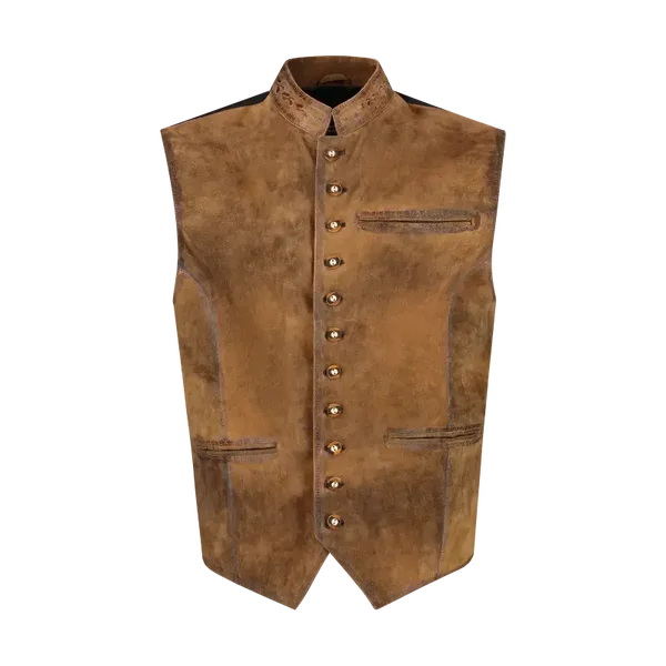 Tiroler Traditioneel vest bruin, Geitenleer