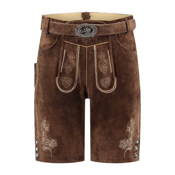 Lederhosen broek kort met riem Bruin 5026