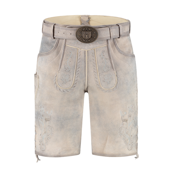 Lederhosen broek kort met riem Heli GEITENLEER 5265
