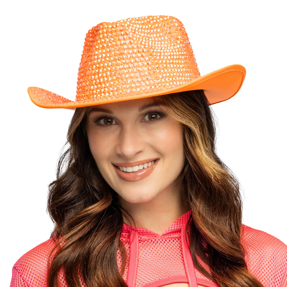 Hoeden: Cowboyhoed Aurora neonoranje UV Oranje en Rose