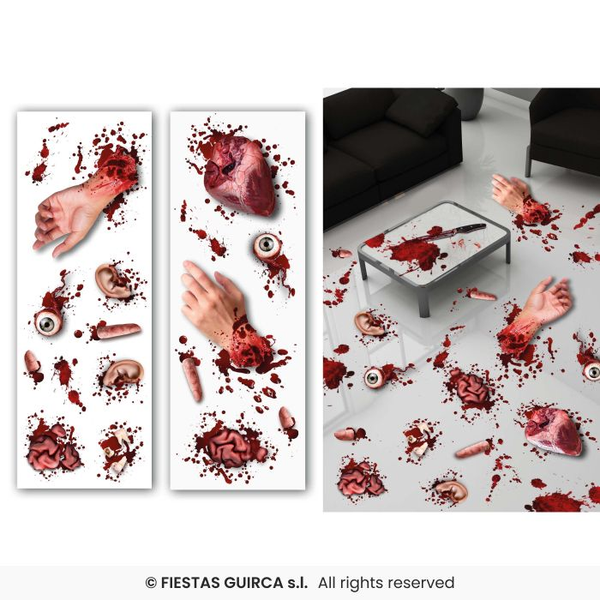 Halloween: Sticker 2 vellen 24x70 cm met geamputeerde organen