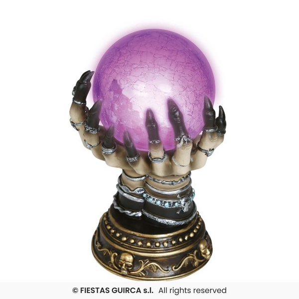 Halloween: Waarzegster glazen bol met Licht - 23cm