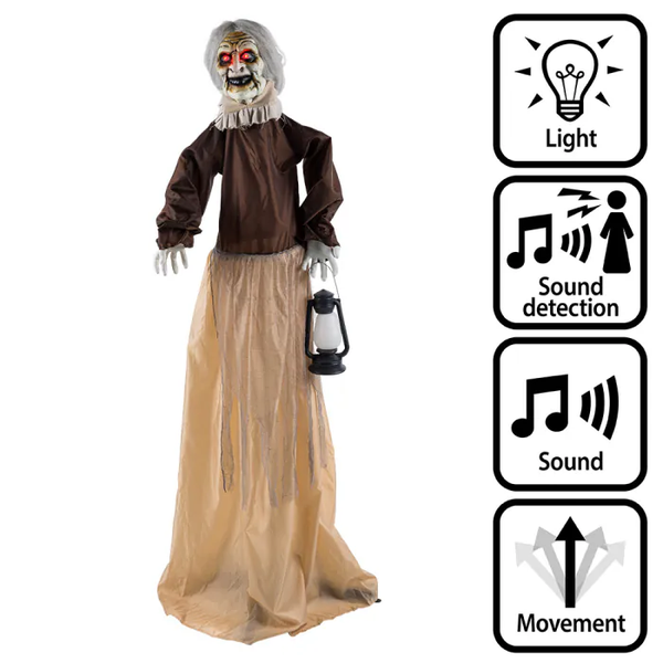 Halloween: Staande decoratie Lantern witch (165 cm)