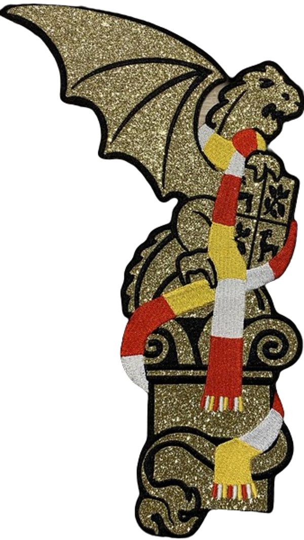 Embleem: Rugembleem – draak goud/wit