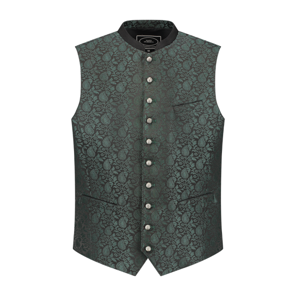 Tiroler Traditioneel vest met jacquardpatroon, groen/zwart