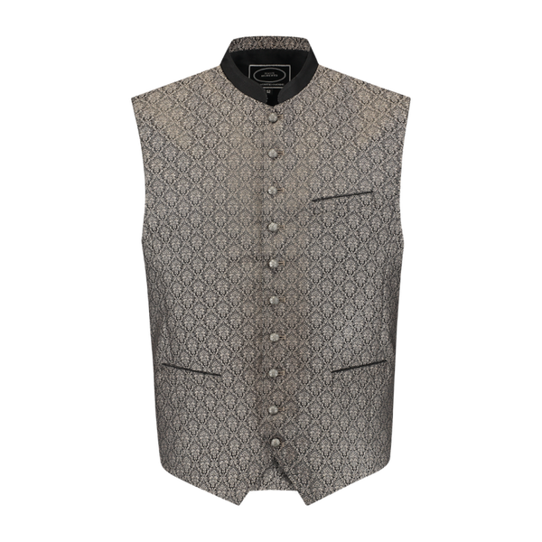 Tiroler Traditioneel vest in jacquardpatroon, taupe/zwart