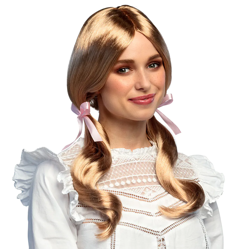 Dames Pruik: Blond met Lange Staarten