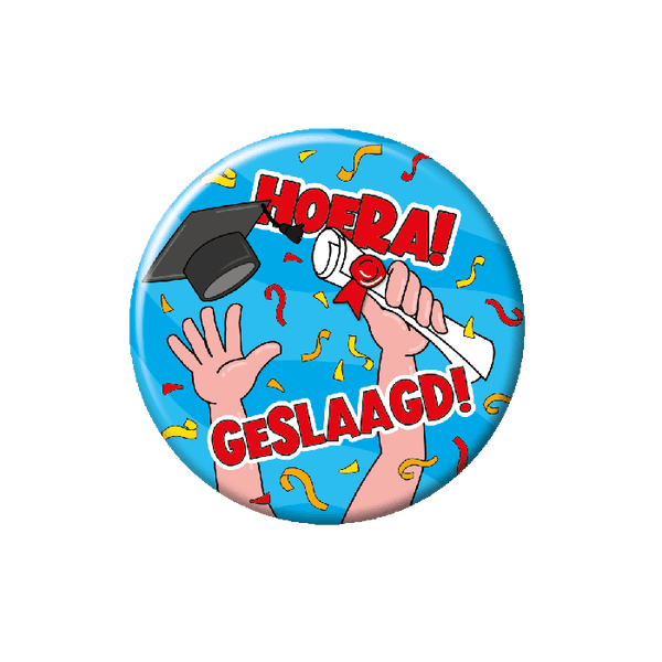 Geslaagd: Button klein - School geslaagd cartoon