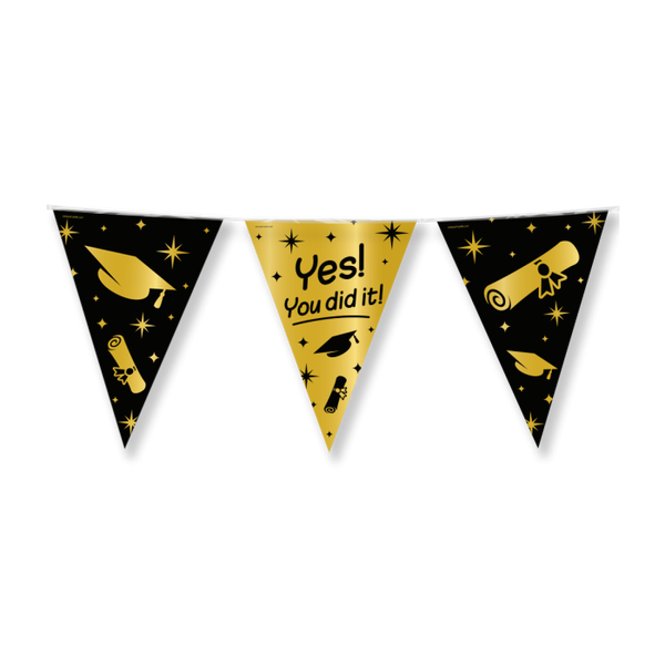 Geslaagd: Classy Party flags foil - You did it 10 mtr.