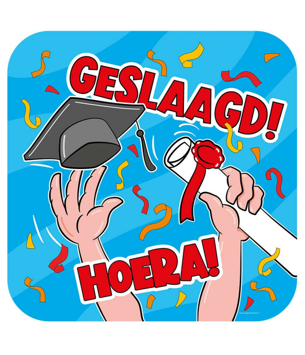 Geslaagd: Huldeschild - Geslaagd cartoon 50x50 cm