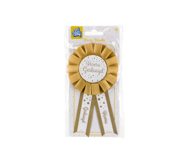 Geslaagd: Party Rosettes gold/white - Geslaagd school