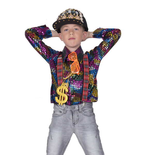 Kinderen Disco & Glitter: Disco shirt regenboog glitter