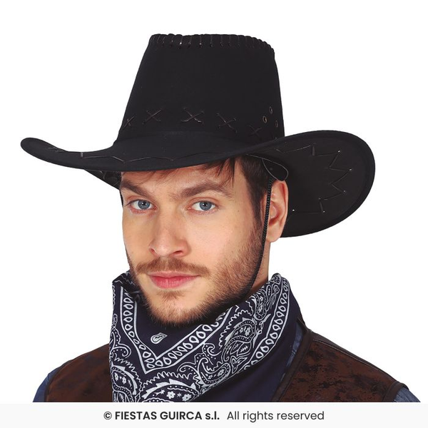 Hoeden: Cowboyhoed synthetic leather bruin en zwart