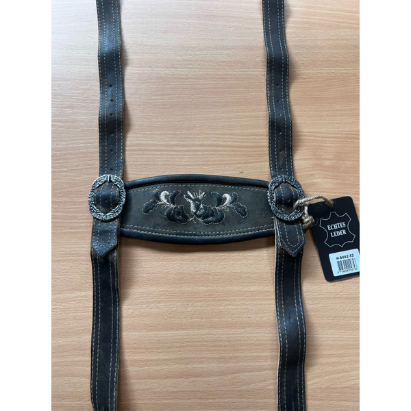 Lederhosen bretels geitenleer antracietgrijs antiek voor broek  H-5255