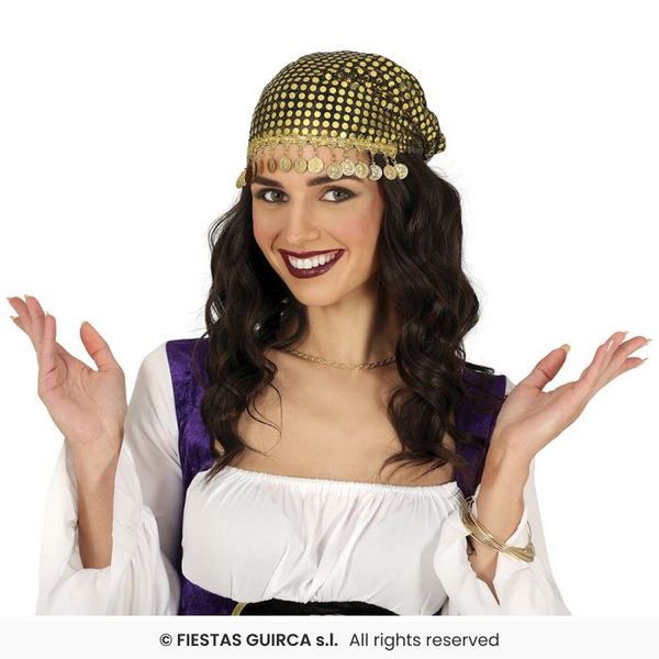 Waarzegstershoofddoek met gouden munten, volwassenen