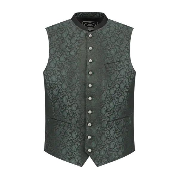 Tiroler Traditioneel vest met jacquardpatroon, groen/zwart
