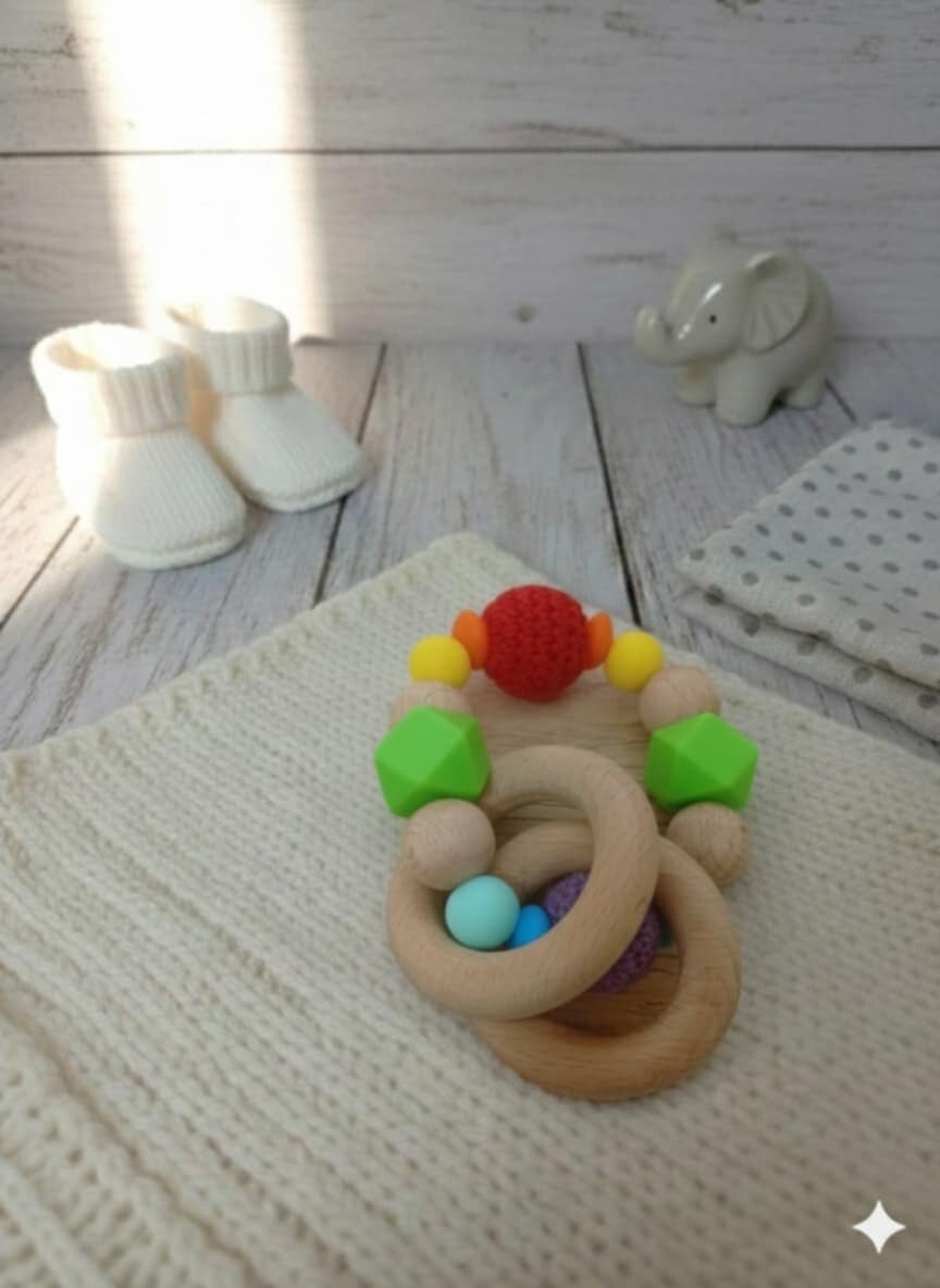 🍼 Hochet artisanal en bois