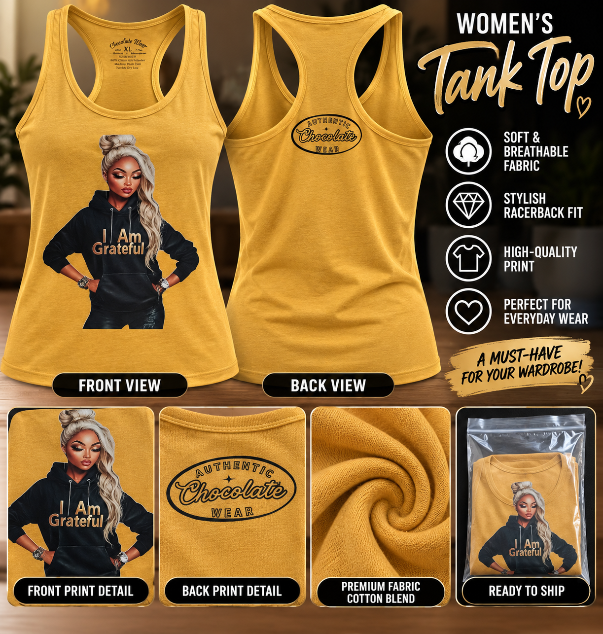 I'm Grateful Racer Back Tank Top