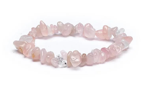 Armband rozenkwarts chips elastisch