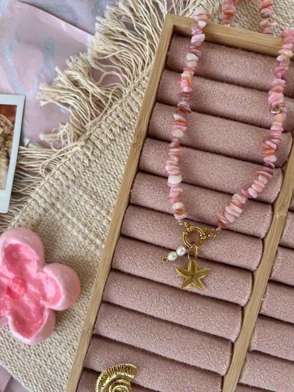 Bali ketting lichtroze met zeester