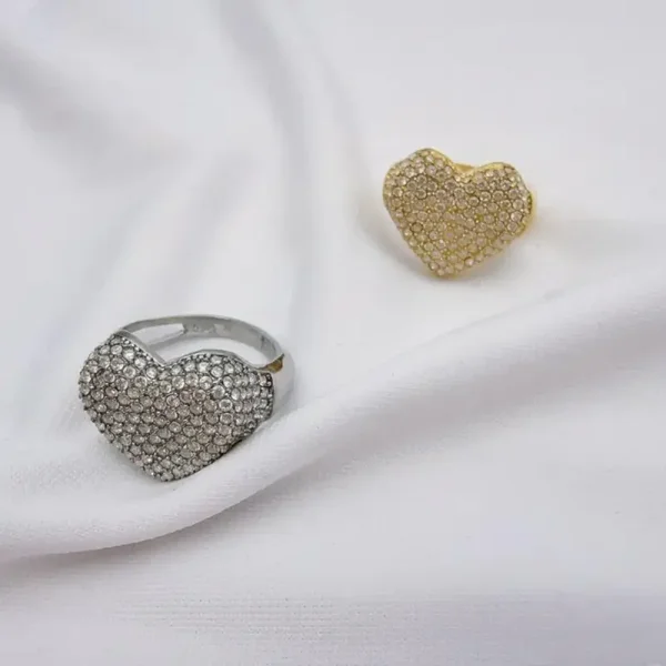 Glitter hart ring R17 Zilver