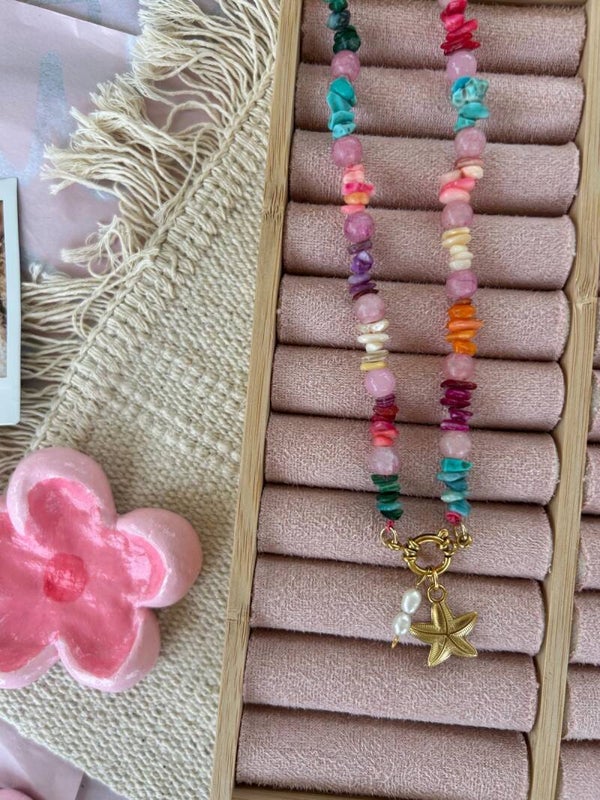 Bali zeester ketting K4 multikeur