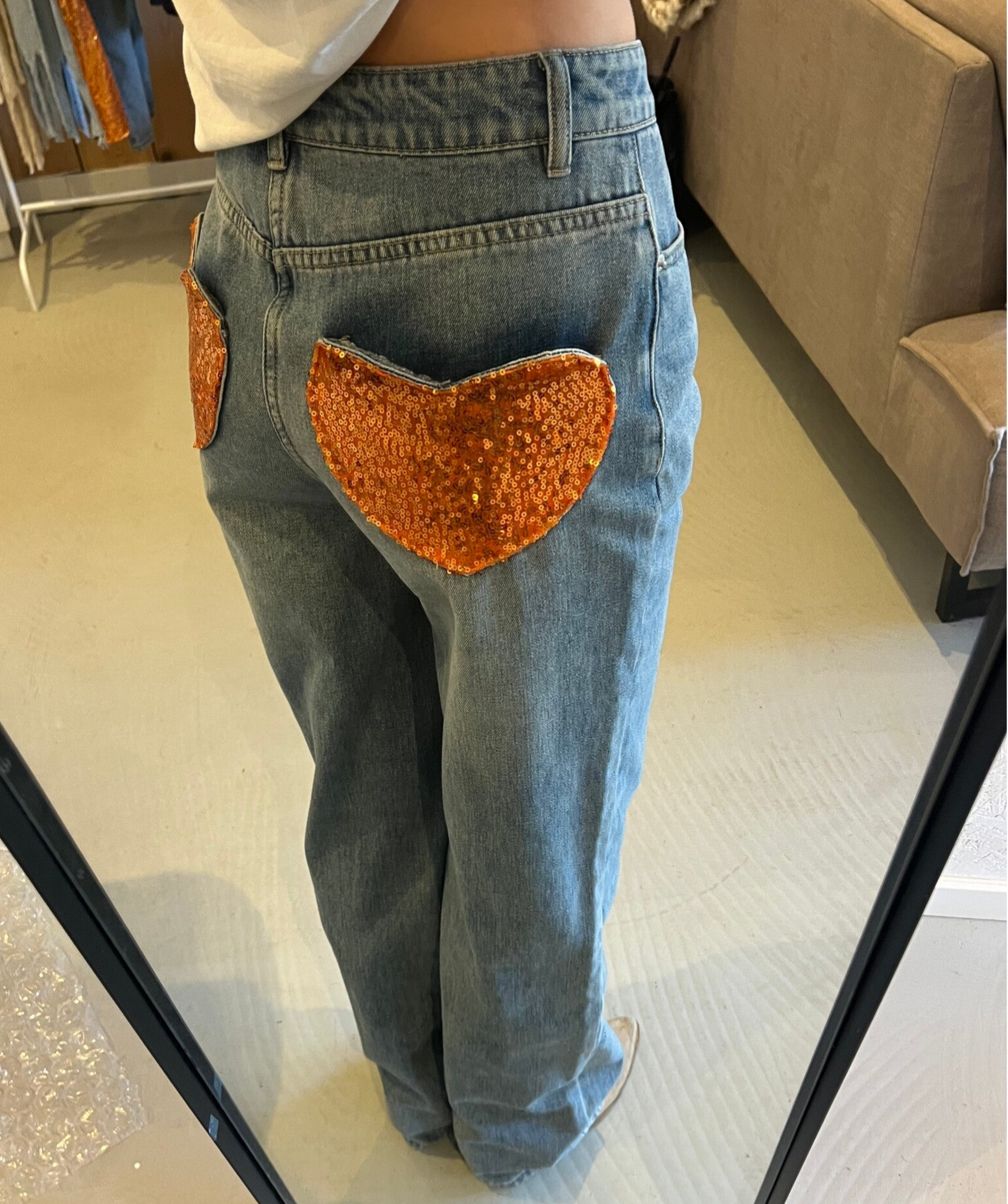 Koningsdag jeans oranje hart