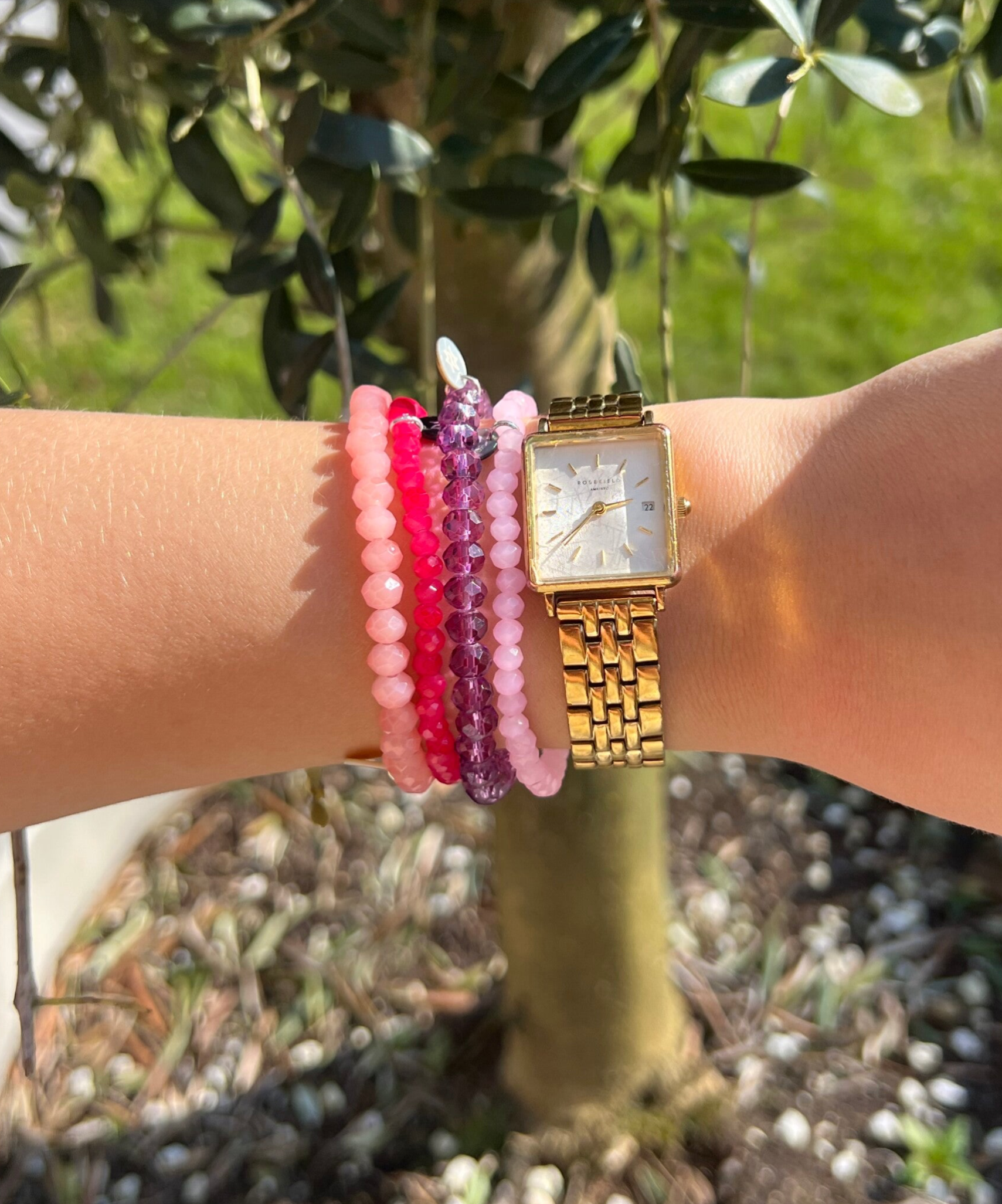 Set van kralen armbanden A14 Roze