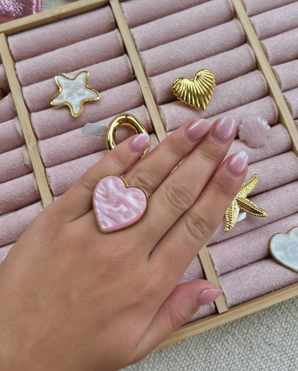Parelmoer hart R7 Goud/Roze