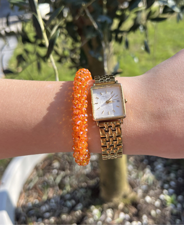 Blingbandje elastiek glitter oranje