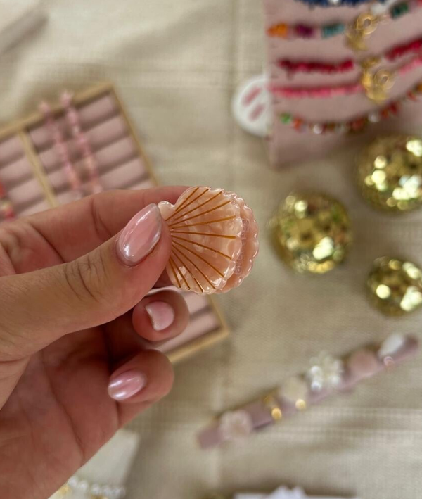 Haar clipje roze schelpje mini