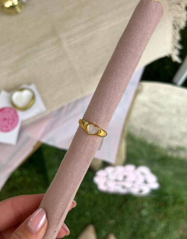 Parelmoer hartje ring R5 Goud/Wit