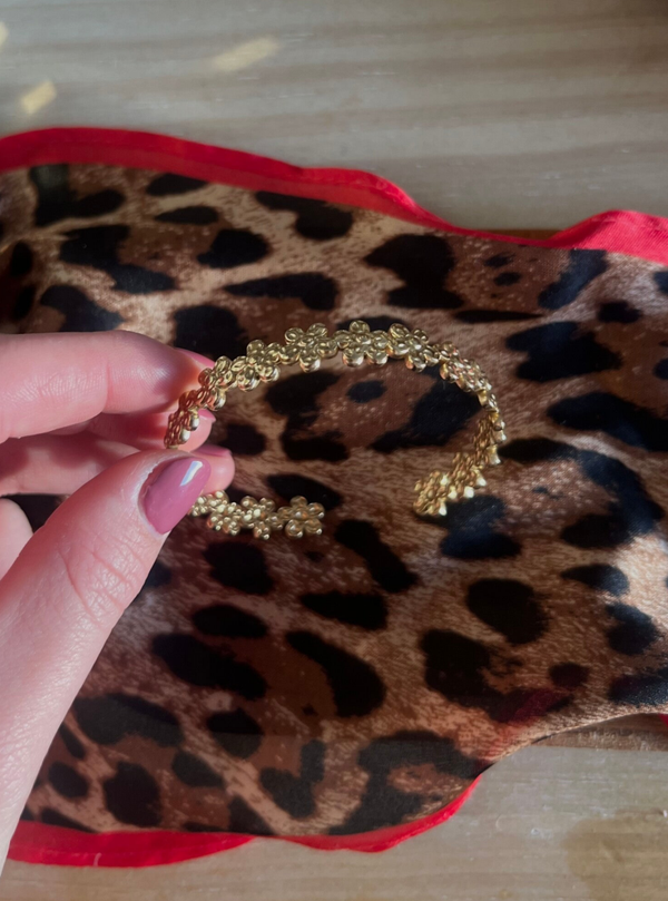 Bloemen bangle armband A7 Goud
