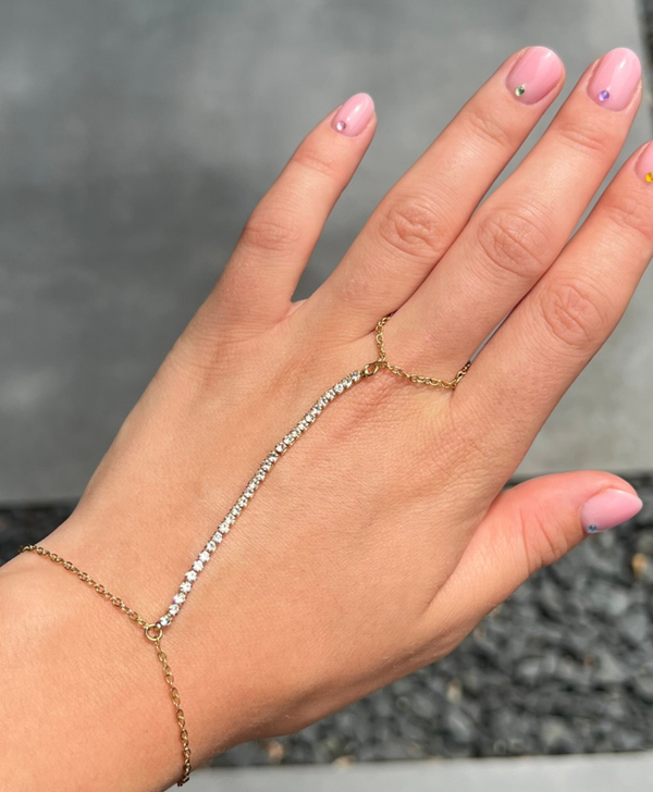 Hand chain met stras A18 Goud