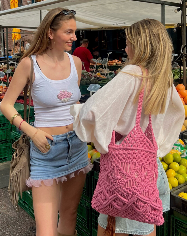 Witte tanktop met schelp