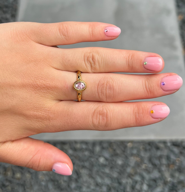 Elegante ring met steen R31 Goud/Roze