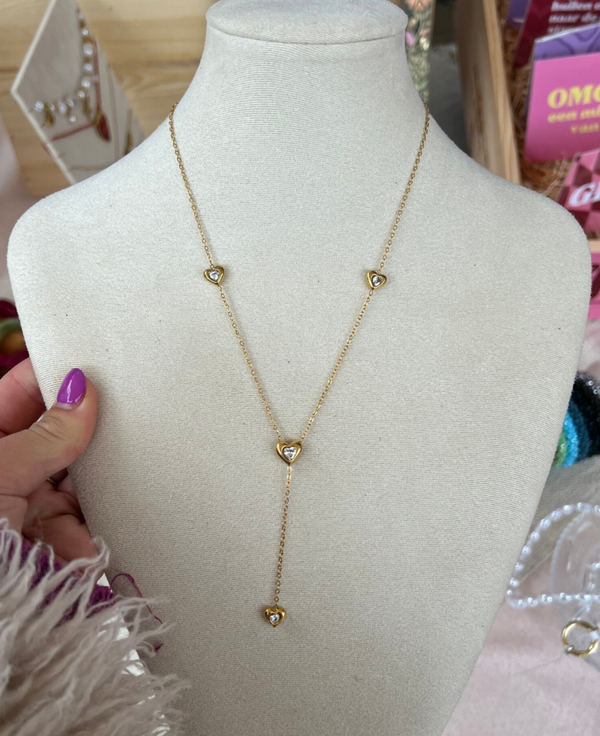 V-hals glitter ketting K7 goud