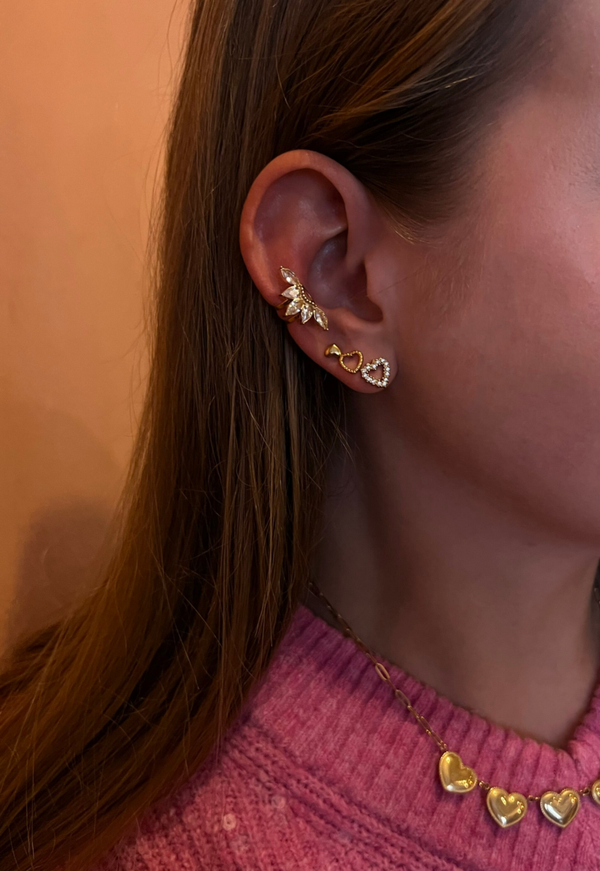 Hartjes set van 3 oorknopjes O24 Goud