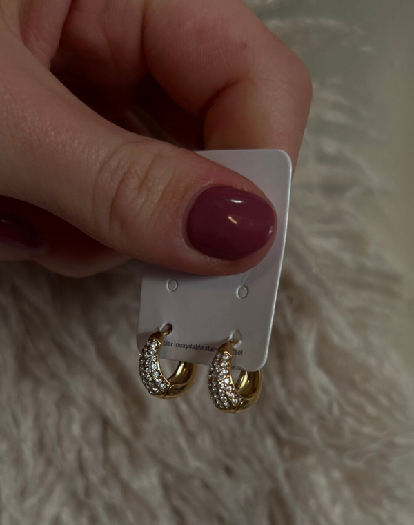 Basic stras oorringetjes O22 Goud