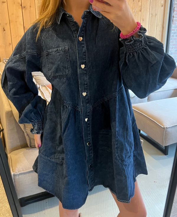 Denim jurkje met lange mouwen