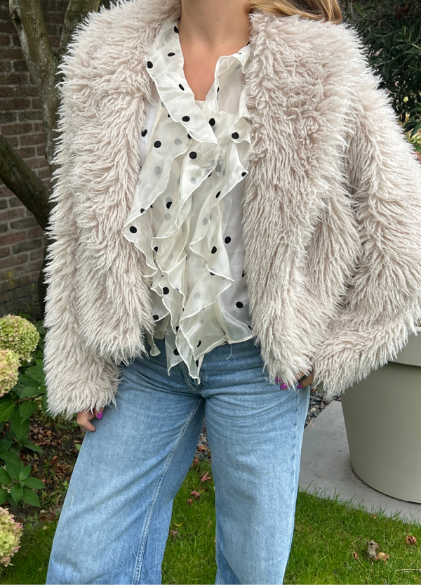 Polka dot blouse wit