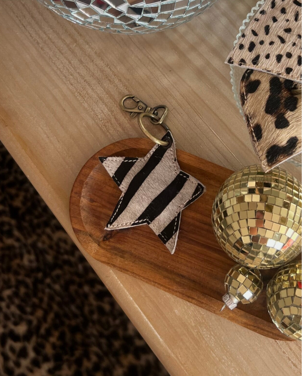 Decoratieve sleutelhanger Ster/Zebra